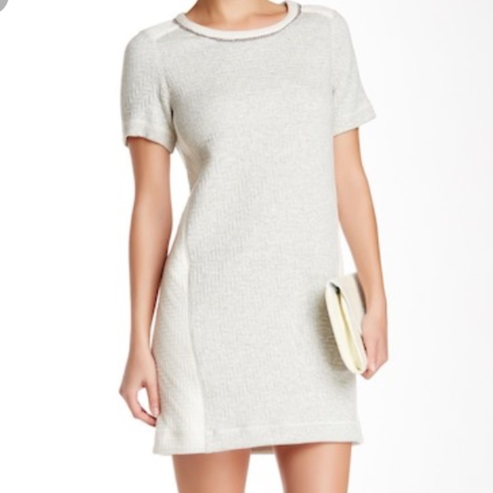 Rebecca Taylor Cream Short-Sleeve Knit Shift Dress